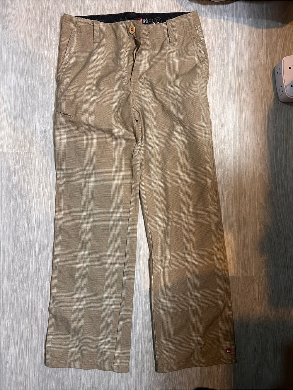 Quiksilver Tan Plaid Chinos - Men's Casual Trousers